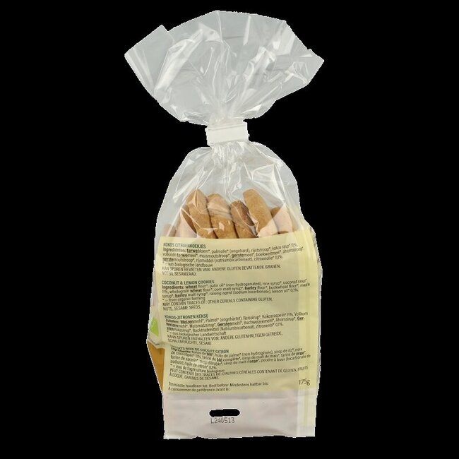 Kokos citroenkoekjes bio 175 Gram