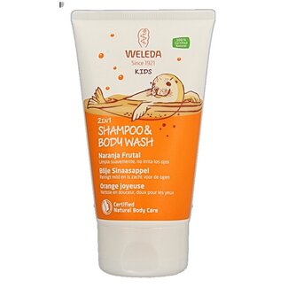 Weleda Kids 2-in-1 shampoo & bodywash blije sinaasappel 150 Milliliter