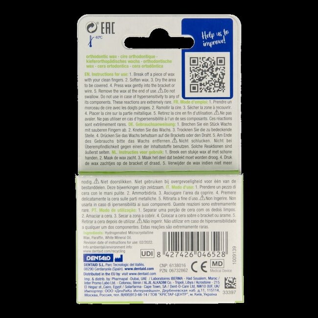 Cire orthodontique 1 pièce