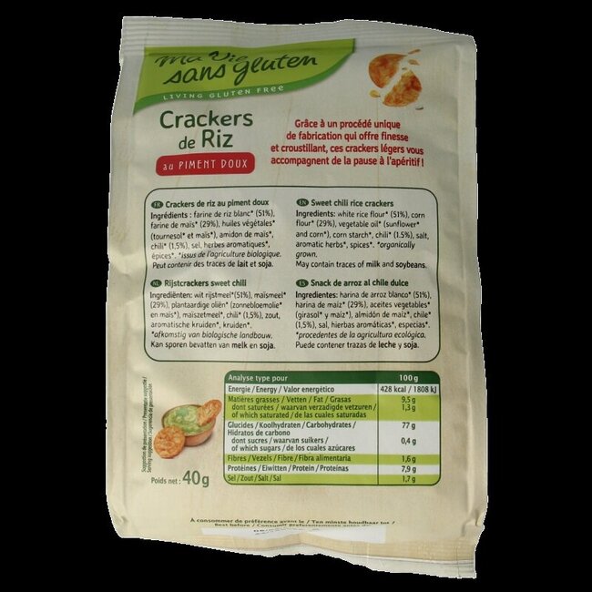 Crackers de riz sweet chili sans gluten bio 40 g