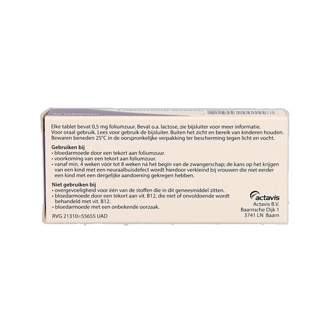 Foliumzuur 0.5mg 30 Tabletten
