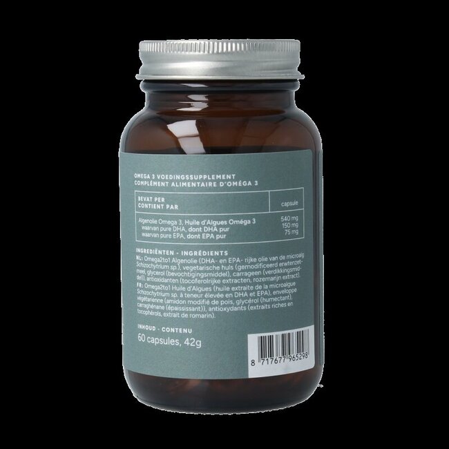 Oméga 3 végan huile d'algues DHA 150 mg EPA 75 mg 60 capsules végétales