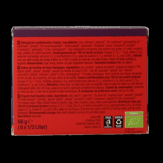 Runderbouillon helder zonder gist bio 66 Gram
