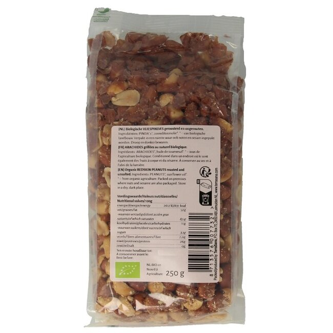 Cacahuètes avec peau grillées sans sel bio 250 g
