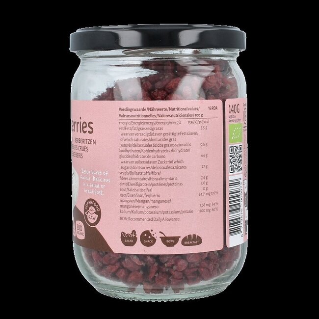 Raw berberis bessen (zuurbes) bio 140 Gram