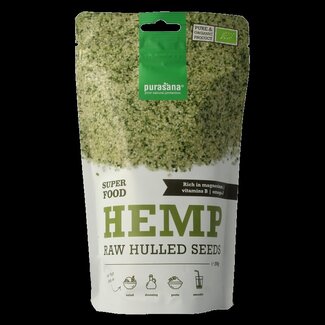 Purasana Gepeld hennepzaad hulled hemp seeds bio 200 Gram