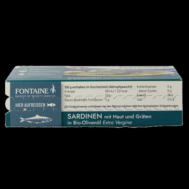 Sardines met huid en graat 120 Gram