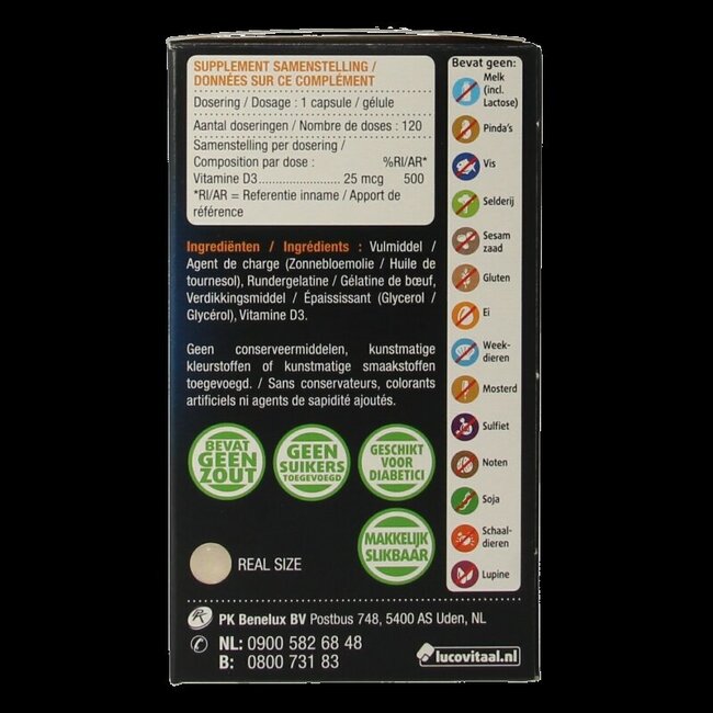 Vitamine D3 25mcg 120 Capsules