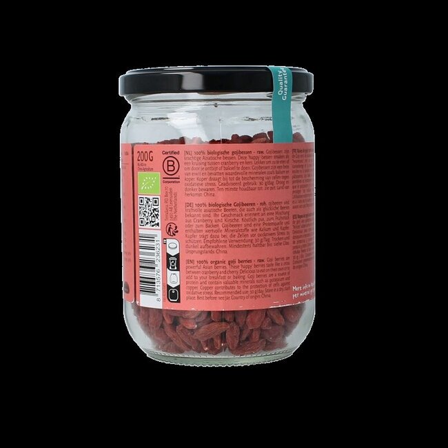 Raw goji bessen in glas bio 200 Gram