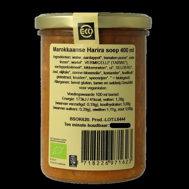 Marokkaanse harira krachtige maaltijdsoep bio 400 Milliliter