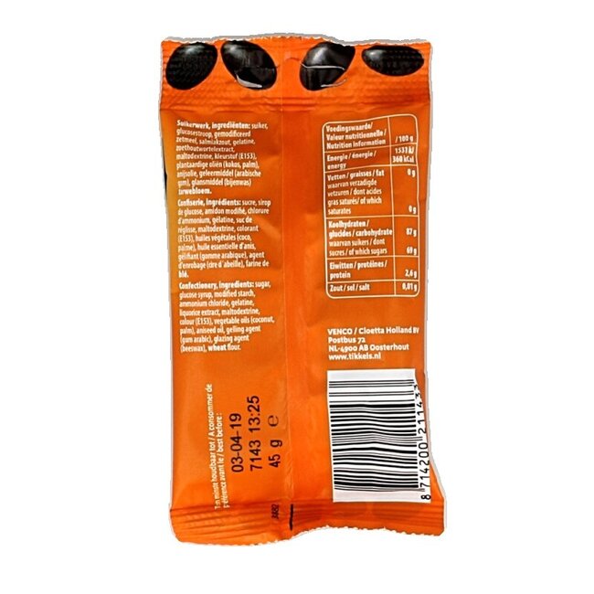 Tikkels réglisse 45 Grammes