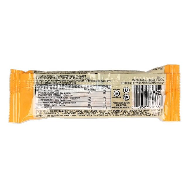 Barre de céréales bio cacahuète 40 grammes