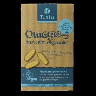 Testa Oméga 3 huile d'algues 325 mg DHA + 150 mg EPA végan 60 capsules végétariennes
