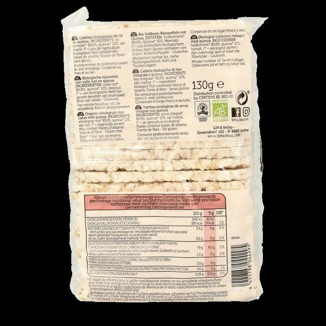 Galettes de riz fines au quinoa bio 130 g