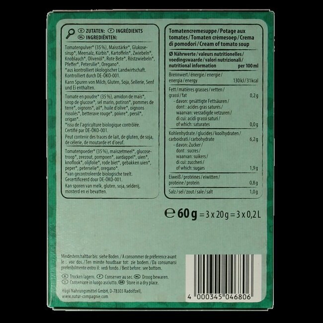 Fixe tasse instant soep tomaat bio  60 Gram