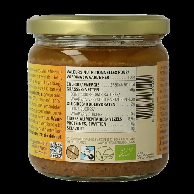 Purée de noisettes et raisins bio 330 g