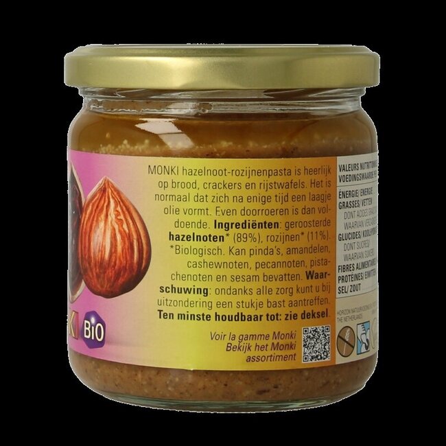 Purée de noisettes et raisins bio 330 g