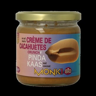 Monki Pindakaas crunchy met zout eko bio 330 Gram