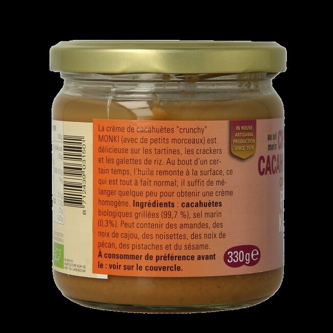 Beurre de cacahuètes crunchy avec sel bio 330 g