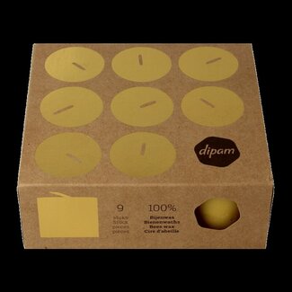Dipam Bougies chauffe-plat en cire d'abeille en boîte, 9 pièces