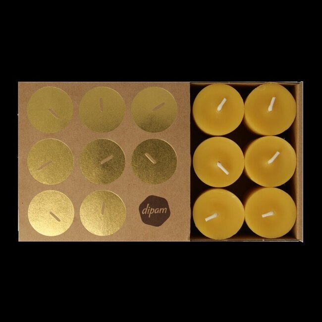 Bougies chauffe-plat en cire d'abeille en boîte, 9 pièces