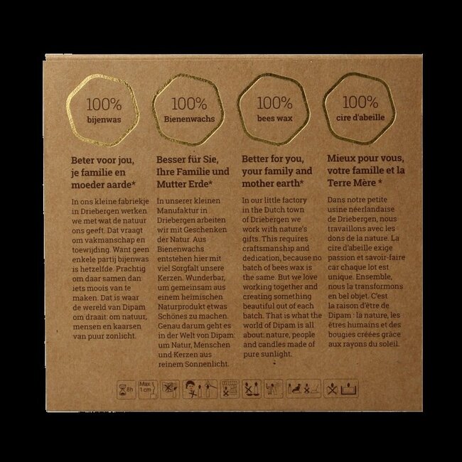 Bougies chauffe-plat en cire d'abeille en boîte, 9 pièces