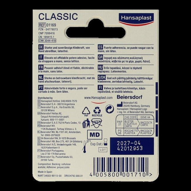 Hechtpleister classic 5m x 2.5cm 1 Stuks