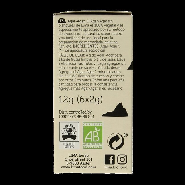 Agar agar poeder bio 12 Gram