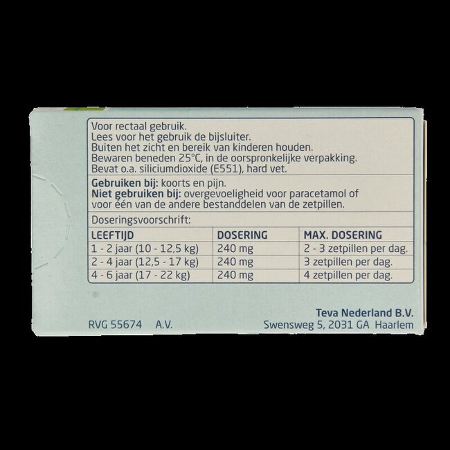 Paracétamol 240 mg 10 suppositoires