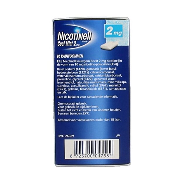 Nicotinell Gomme à mâcher Cool Mint 2 mg 96 pièces