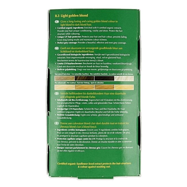 Coloration longue durée 8.3 blond doré 100 millilitres
