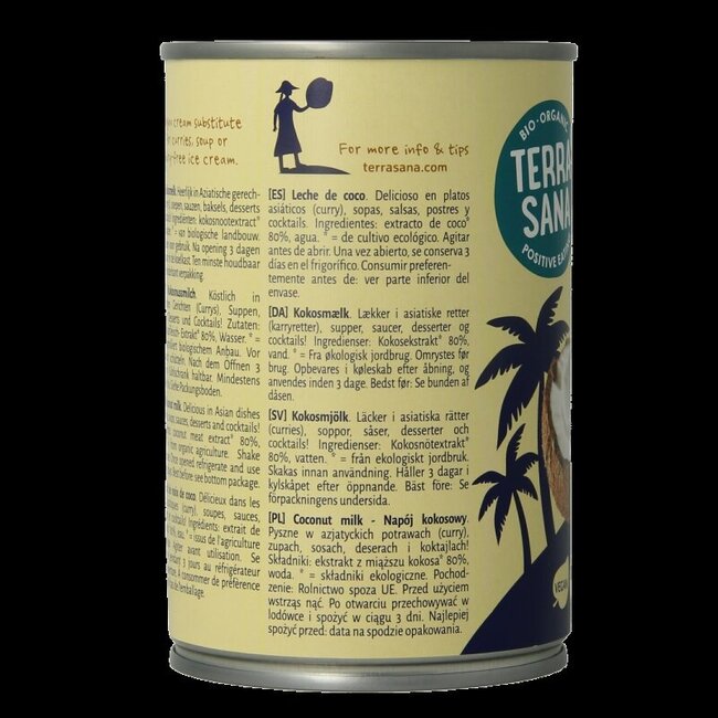 Kokosmelk 22% vet bio 400 Milliliter