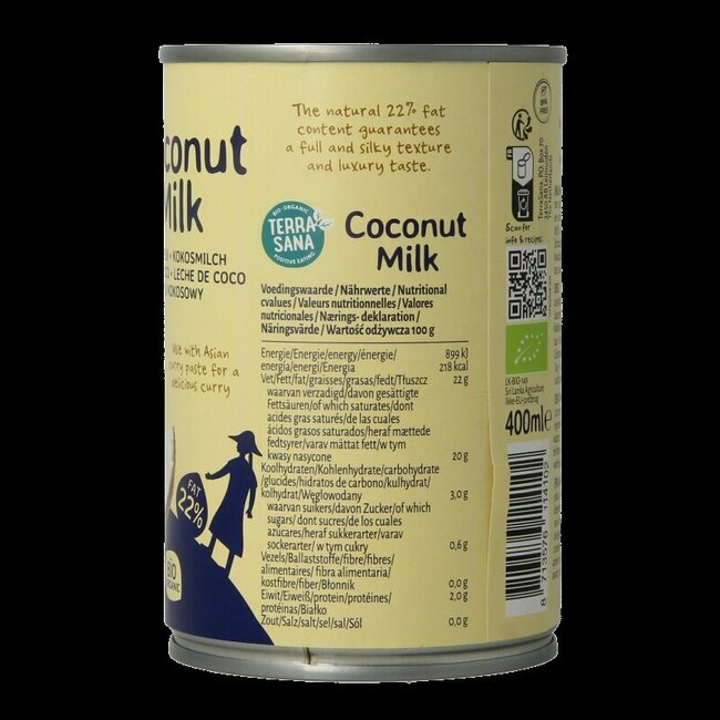 Lait de coco bio 22 % de matières grasses 400 ml