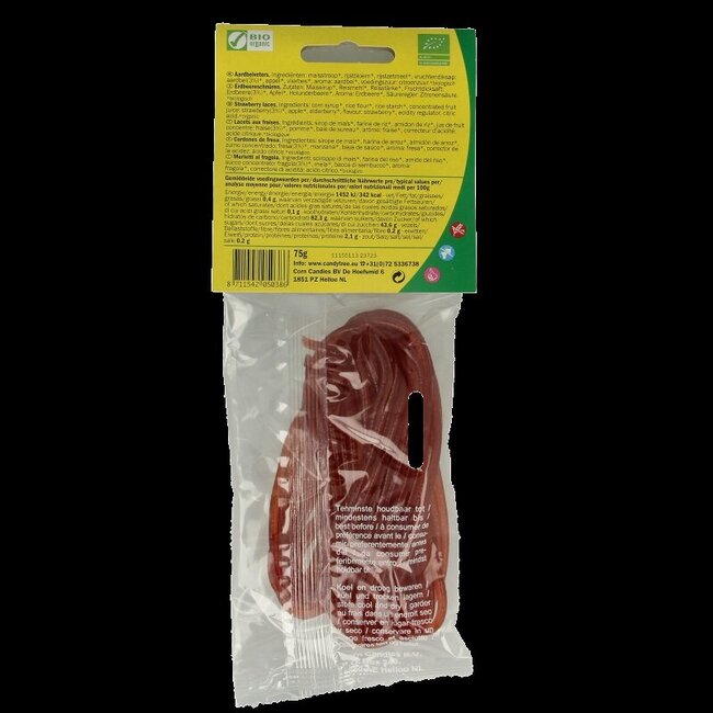 Lacets à la fraise bio 75 g