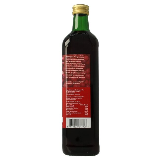 Cranberrysap gezoet bio 750 Milliliter
