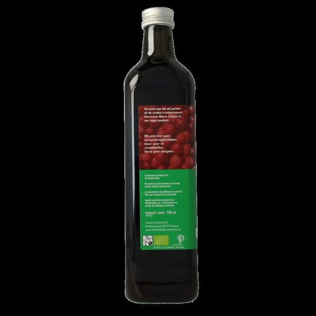 Cranberrysap ongezoet bio 750 Milliliter