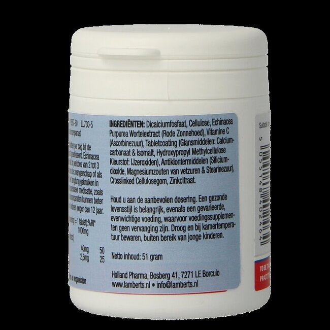 Echinacea 1000mg met zink en vitamine C 60 Tabletten