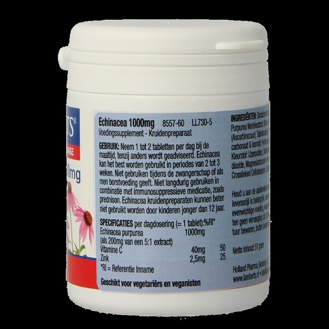 Echinacea 1000mg met zink en vitamine C 60 Tabletten