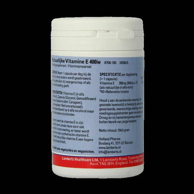 Vitamine E 400 UI naturelle 180 gélules végétales