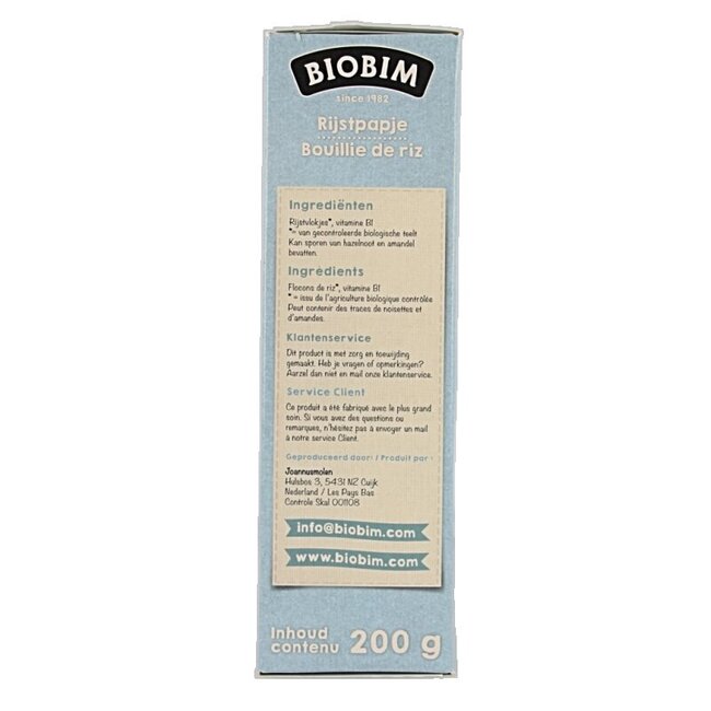 Baby rijstpapje 4 maanden bio 200 Gram