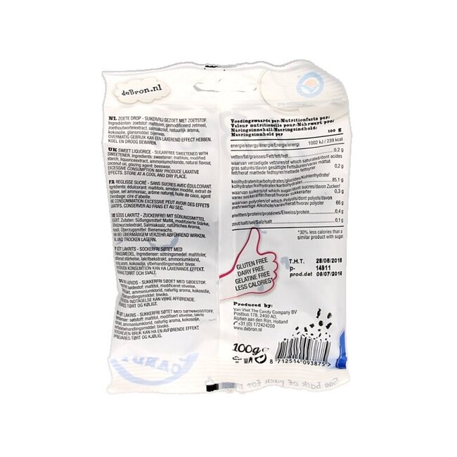 Zoete dropbolletjes/sweet liquorice suikervrij 100 Gram