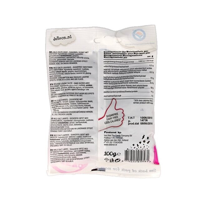 Muntendrop/liquorice coins suikervrij 100 Gram