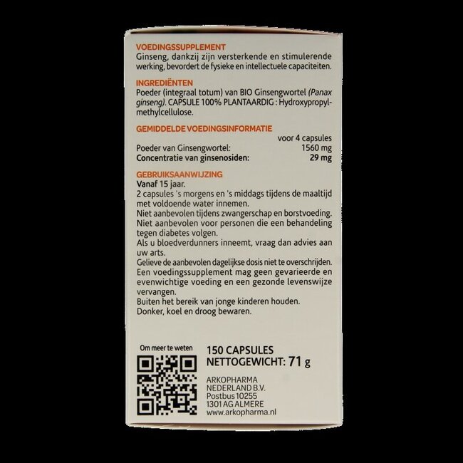 Ginseng bio 150 gélules