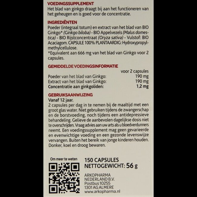 Ginkgo bio 150 Capsules