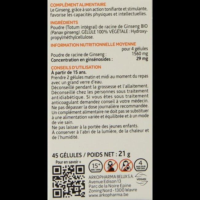 Ginseng bio 45 Capsules