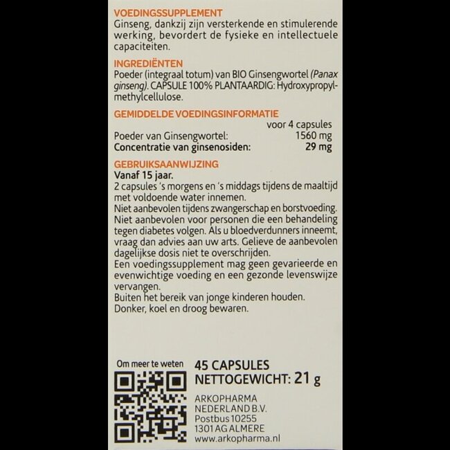 Ginseng bio 45 Capsules