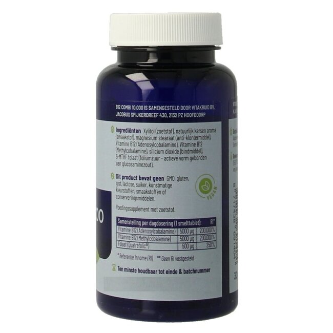 B12 Combi 10 000 avec Folate Actif 120 Comprimés Fondants