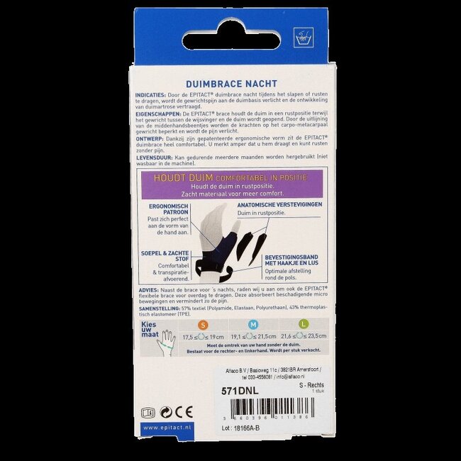 Orthèse de pouce de nuit main droite taille S 1 unité