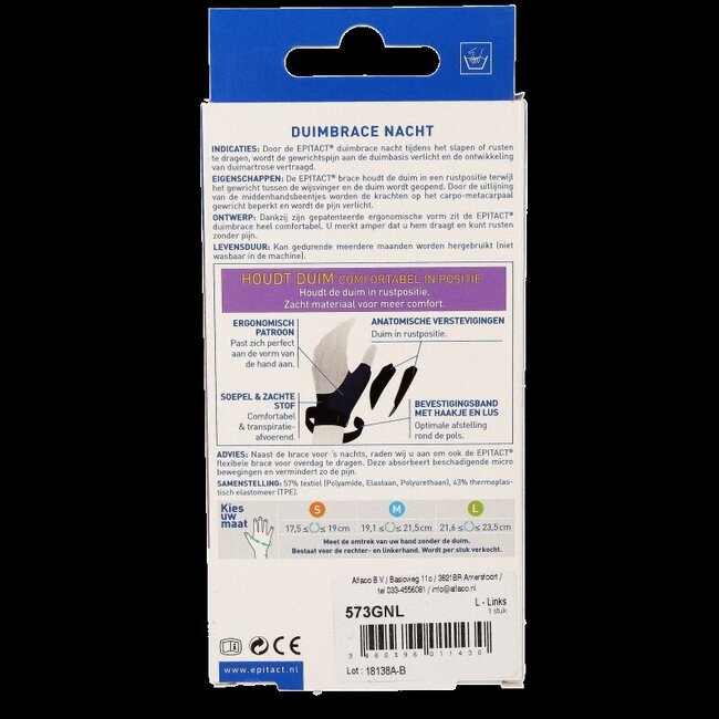 Orthèse de pouce de nuit main gauche taille L 1 pièce