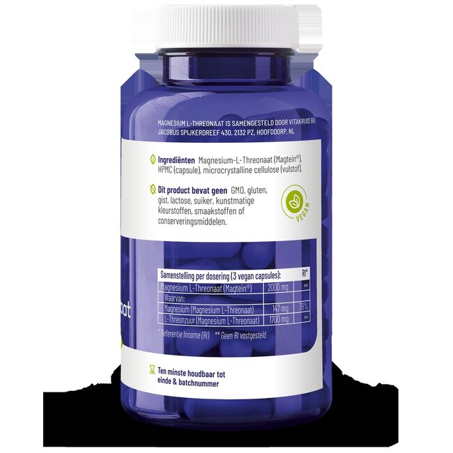 Magnesium L-thréonate Magtein 90 gélules végétales